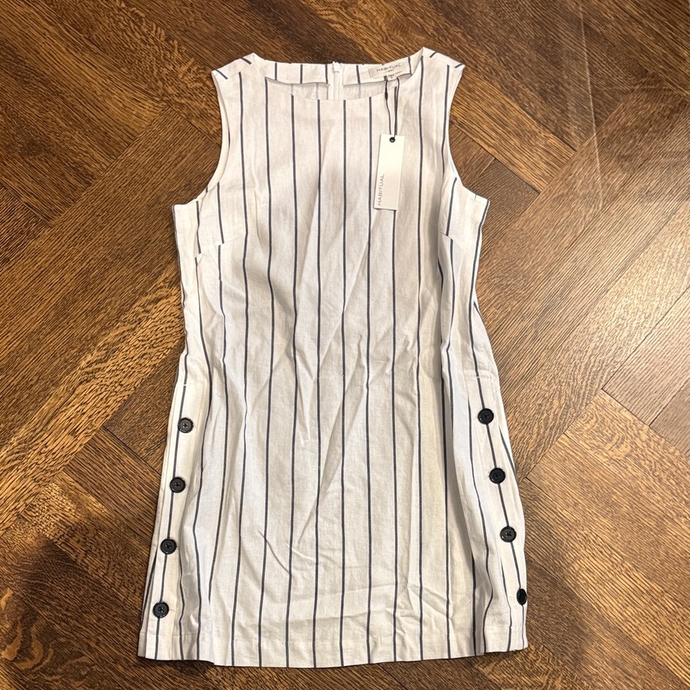Habitual White and Black Striped Mini Dress